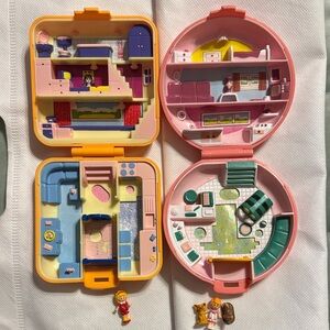 Vintage Bluebird Polly Pocket Bundle – Townhouse & Vet w/ Figures